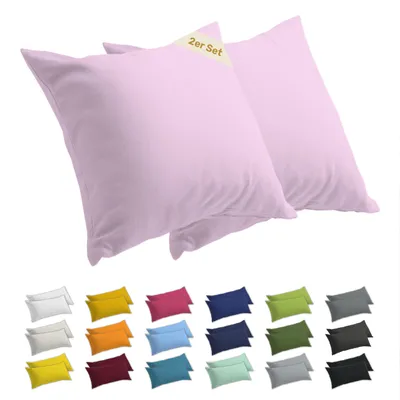 Produktbild von Lavea® 2er Set Kissenbezug 40x40 cm, 100% Baumwolle Jersey, YKK-Reißverschluss, Rosa