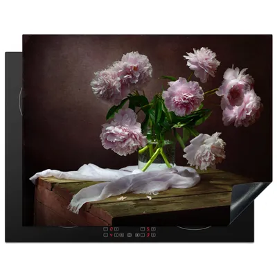 Produktbild von KitchenYeah© Herdabdeckplatte Pfingstrosen - Stilleben - Blumen , 77x59cm, Küche Deko, Glaskeramikkochfeld Herdabdeckung, Abdeckplatte fùr Kochfeld