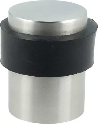 Produktbild von Türstopper schwarzer Gummiring Bodentürpuffer Edelstahl matt gebürstet Wandschützer Höhe 40mm