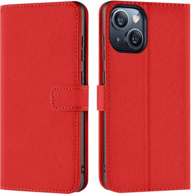 Produktbild von Conie Klapp Tasche für iPhone 15 Plus Kartenfach Rundumschutz Hülle in Rot