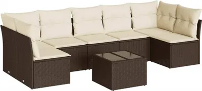 Produktbild von vidaXL 8-tlg. Garten-Sofagarnitur mit Kissen Braun Poly Rattan