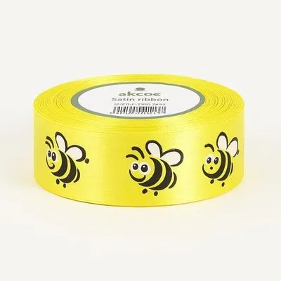 Obrázek produktu pro Dárková stuha s potiskem Dekorativní žlutá včela 25 mm 23 m