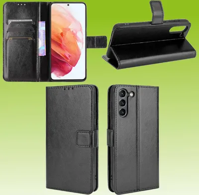 Produktbild von Für Samsung Galaxy S21 FE Handy Tasche Schwarz Etuis Kunst-Leder Cover Hülle Neu