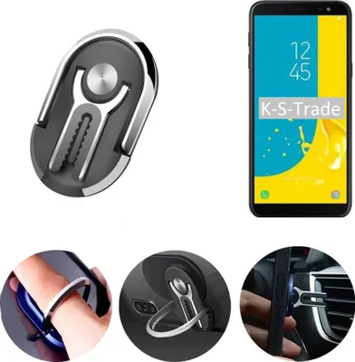 Produktbild von K-S-Trade 3in1 Smartphone-Ring Handy-Ring kompatibel mit Samsung Galaxy J6 (2018) Fingerhalterung  Handyring Tischständer Lüftungsgitter-Halterung