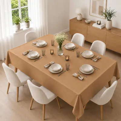 Imagen del producto de Mantel de 130 x 225 cm para la cocina y la mesa de comedor, en color marrón claro