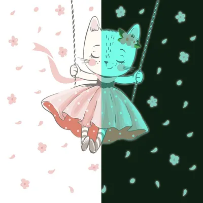 Produktbild von Leuchtsticker „Tanzende Katze“ – Fluoreszierender Wand-/Deckensticker für Kinder – 145 x 120 cm