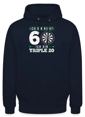 Produktbild von Spreadshirt 60. Geburtstag | Dart | Triple 20 Uni Hoodie, 4XL, Navy