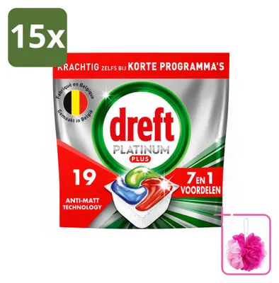 Produktbild von 15 x Dreft Platinum Plus All-in-One Geschirrspültabs - Sparpackung - 15 Stücke