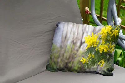 Produktbild von MuchoWow® Outdoor Kissen - Anmutige Mimosenblüte - 60x40 cm - Wetterfest - Lounge Kissen - Zierkissen - Kissen für Innenräume