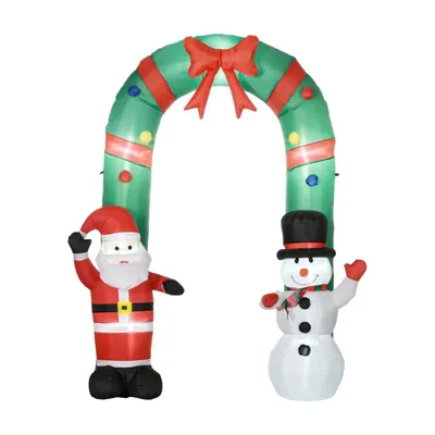 Produktbild von Aufblasbare Weihnachtsdeko Torbogen mit Weihnachtsmann und Schneemann inkl. Gebläse LED-Beleuchtung 198 x 80 x 245 cm