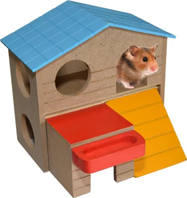 Produktbild von Duvo+ Hamsterhaus Villa aus Holz, 2 Stockwerke, für Hamster & Mäuse, Zahnpflege