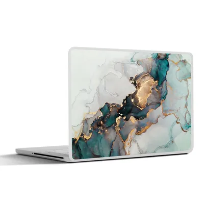 Produktbild von MuchoWow® Laptop Aufkleber Sticker Cover Blau - Marmor - Gold 36.5x27.5 cm - Laptop-Sticker