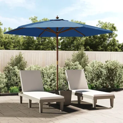 Image de Parasol avec mât en bois bleu azur 299x240 cm