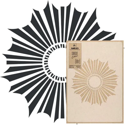 Produktbild von Mandala Große Malschablonen Durchmesser 39 cm, Sonniger Kreis Geometrisches Ornament, Wiederverwendbare Kunststoff Wandschablone DIY