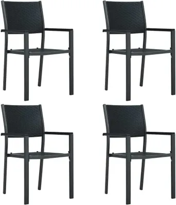 Produktbild von Gartenstühle 4 Stk. Schwarz Kunststoff Rattan-Optik