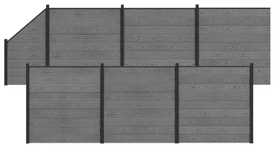 Image de vidaXL : Ensemble de jardin, 1138 x 186 cm, en bois composite (WPC) et aluminium, couleur gris