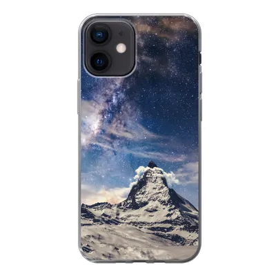 Produktbild von MuchoWow® Handyhülle Schutzhülle Hülle für iPhone 12 Berge - Sterne - Universum - Jungen - Mädchen - Kinder Silikon Softcase Handy Hülle - Schutzhülle