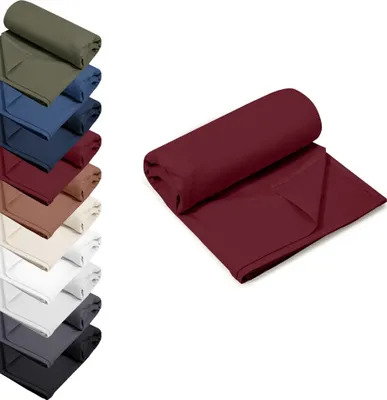 Produktbild von Bettlaken ohne Gummizug 140x200 cm Haustuch 100% RENFORCE Baumwolle Betttuch Tischdecke, Farbe: Bordeaux