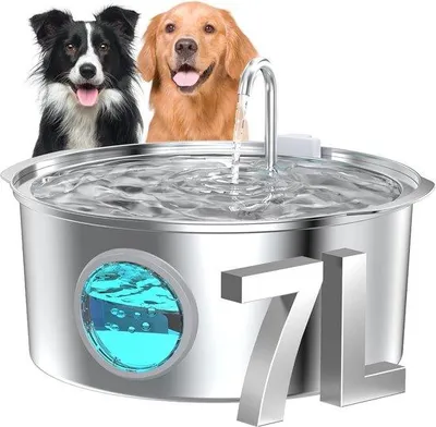 Produktbild von GROOKPET Katzenbrunnen Edelstahl: Trinkbrunnen für Katzen - 3,2 l Katzenbrunnen für Katzen - stiller Katzenbrunnen