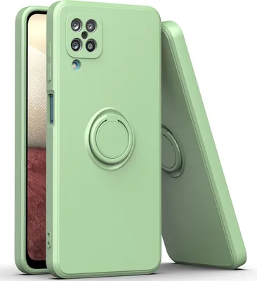 Produktbild von Samsung A12 Handyhülle, Ring Halter Ständer Kratzfeste Weiche Silikon schutzhülle für Samsung Galaxy A12 Türkis