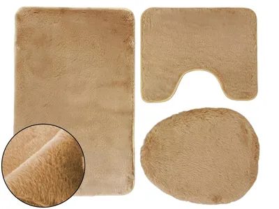 Produktbild von Badematte Badteppich WC-Garnitur Lombok Beige 3 TLG 50x80 cm + 50x40 cm + WC-Deckelbezug