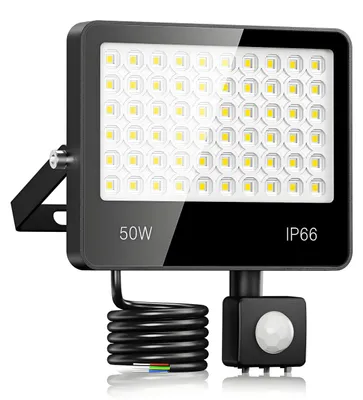 LED-Außenstrahler 50W mit Bewegungsmelder, 5000lm, IP66
