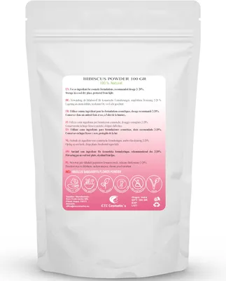 Imagen del producto de Polvo de hibisco, 100 g, 100% natural, para el cuidado de la piel y el cabello