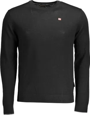 Produktbild von Schwarzer Herrenpullover mit Logo-Stickerei und Rundhalsausschnitt