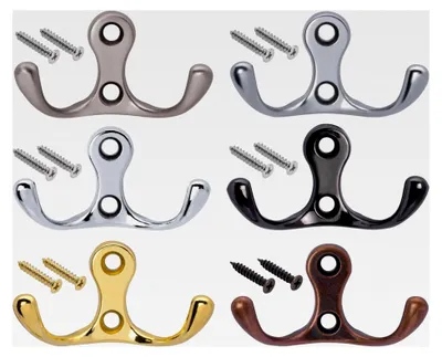 Produktbild von Garderobenhaken Metallhaken in Edelstahl-Optik (5 Stück) für Garderobe, Handtuchaufhänger und zum Schrauben