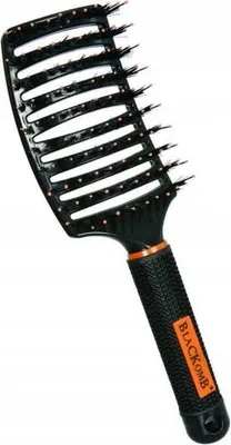 Immagine prodotto di Blackomb - Spazzola per capelli con setole di cinghiale, spazzola districante, ideale per capelli lunghi, impugnatura antiscivolo, con punte in nylon, nero-arancione