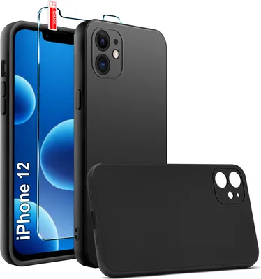 Obrázok produktu pre Čierne matné silikónové puzdro pre iPhone 12 + 9H GLASS