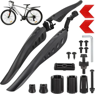Produktbild von Hejo Fahrrad Schutzblech Set mit Reflektoren, Einstellbar, 24-29 Zoll, Schwarz