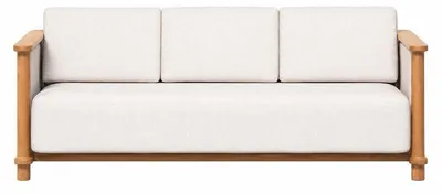Immagine prodotto di Divano moderno a 3 posti, colore bianco, struttura in legno, divano imbottito per soggiorno