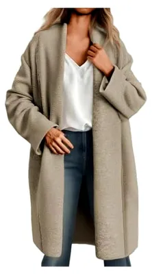 Produktbild von Damen Longstrickjacke Cardigan Lang Strickmantel Oversize Mantel Langarm Warme Grobstrickjacke Mit Taschen Offene Front Pullover Übergangsjacke Outwear