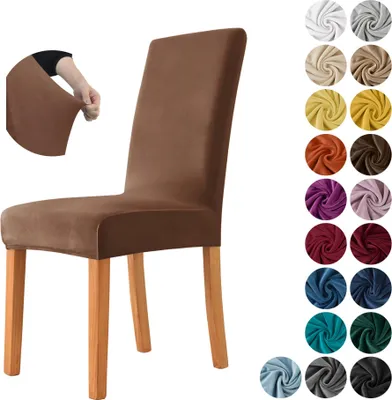 Produktbild von MEBLE ODNOWA, Stuhlhusse, Samt-Stuhlbezug, Standardgröße, Samt, Braun, Velours, Elastisch, Stuhlbezüge, Stuhlhussen, Maschinenwaschbar