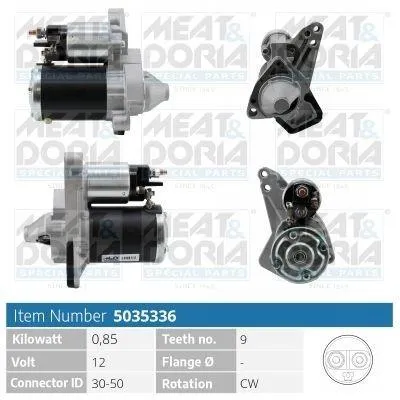 Produktbild von MEAT & DORIA 5035336 Starter Anlasser 0,85kW für RENAULT MEGANE III Grandtour (KZ0/1) 12V