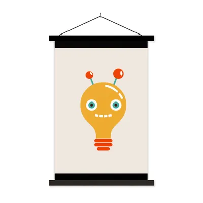 Produktbild von MuchoWow® Textilposter Roboter - Glühbirne - Gesicht - Antenne - Kinder 90x120 cm mit schwarzem Rahmen - Dekoration