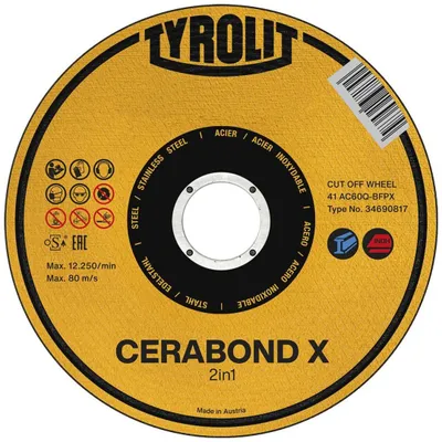 Produktbild von TYROLIT Trennscheibe CERABOND X 125 x 1,6 mm, gerade Stahl+INOX