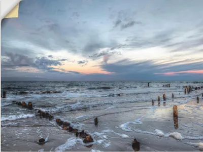 Produktbild von ARTland Wandbild, selbstklebend Winter Sonnenuntergang am Meer Größe: 80x60 cm