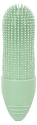 Produktbild von Hunde-Fingerzahnbürste, 360° lebensmittelechte Silikonborsten, Haustier, für Hunde, Katzen, Zahnpflege, Grün