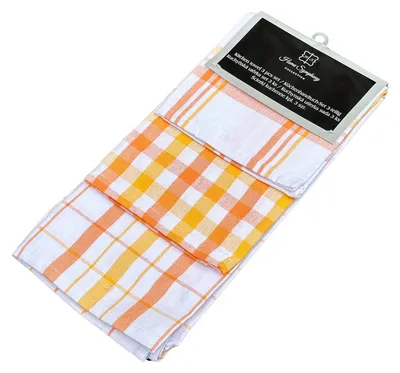 Produktbild von Set Küchenhandtücher, 3-teilig, 100 % Baumwolle, klassisches Karomuster, Ara 45x65 Orange