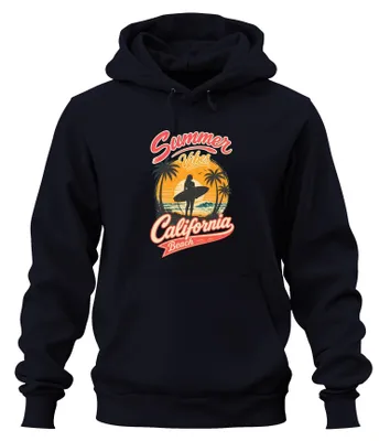 Obrázok produktu pre Letná mikina s kapucňou "California Beach Surferin Sunset", tmavomodrá, veľkosť L