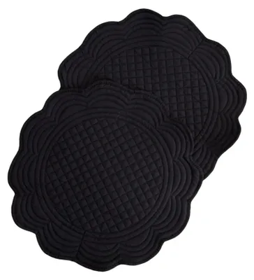 Produktbild von HOMLA ALVEN schwarze runde Tischsets mit Steppung, 2er-Set, 38 cm