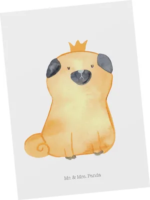 Produktbild von Mr. & Mrs. Panda Grußkarte Mops Krone - Weiß - Geschenk, Sprüche, Ansichtskarten, Postkarten, Motivkarte, Hund, Postkarte, Königlich, Lustig, Kunstkarten
