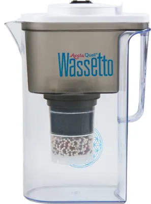 A water filter pitcher is shown against a white background.