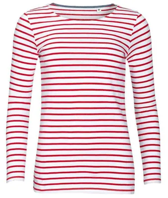 Image de SOLS - T-shirt « Marine » pour femmes à manches longues LT1689 (L) (blanc/rouge)