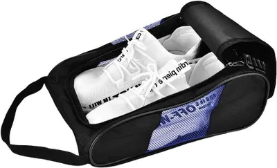Productafbeelding van Schoenentas - Sporttas - Sportieve Uitjes - Ademend Mesh - 32.5 cm - Zwart Blauw