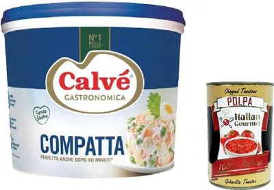 Produktbild von Calvé Gastronomica Compatta 5 Kg ohne Konservierungsstoffe und ohne Zucker, Gluten -frei + Italian Gourmet polpa 400g