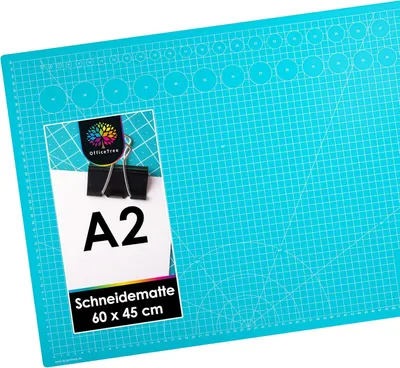 Produktbild von Selbstheilende Schneidematte A2 60 x 45 cm Blau - Beidseitige Raster - Professionelle Schneidematte mit Markierungen