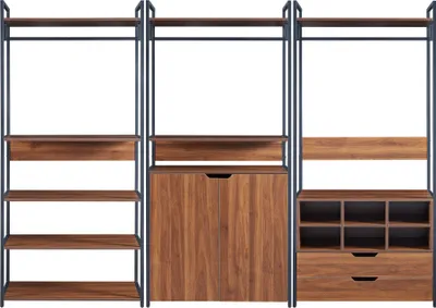 Image de Portemanteau set de 3 'Larem' 1 armoire 2 tiroirs 6 compartiments